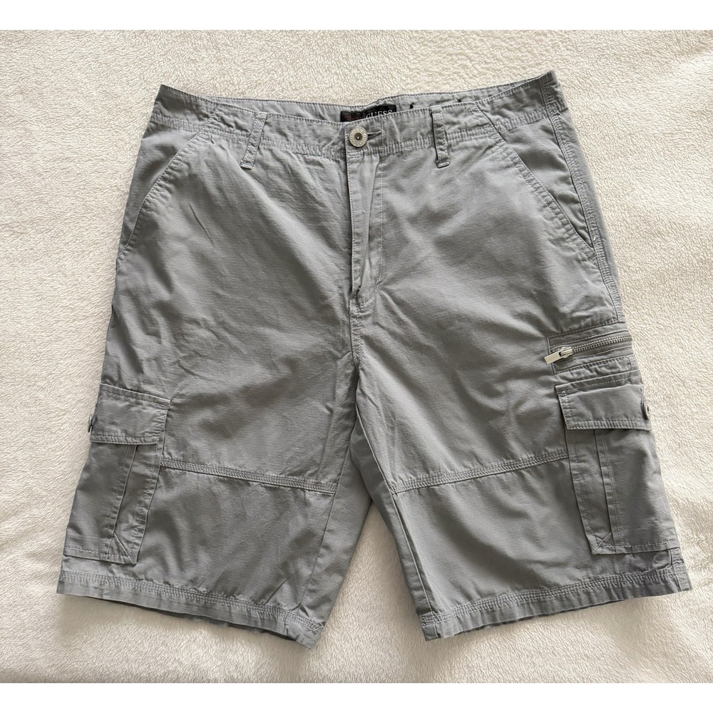 Guess Cargo Shorts Mens 34 Waist Gray Cotton Utility Pockets